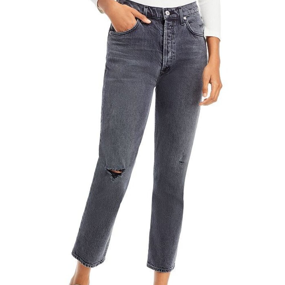 COH Jolene High Rise Straight Button Up Distressed Jean, Secrets Gray